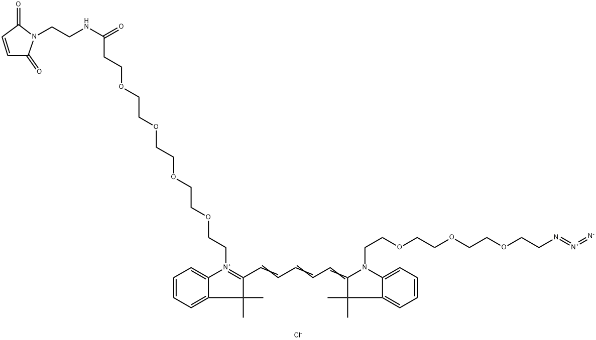 N-(azide-PEG3)-N'-(Mal-PEG4)-Cy5 Structure