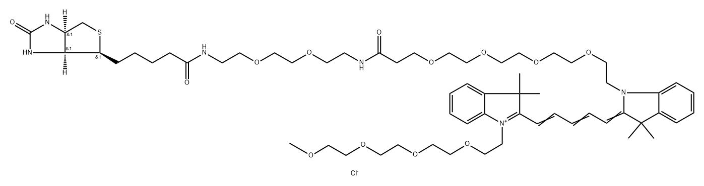 N-(m-PEG4)-N'-(Biotin-PEG2-Amido-PEG4)-Cy5 Structure