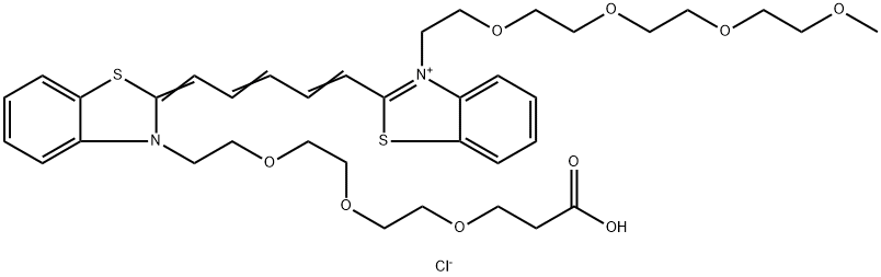 N-(m-PEG4)-N'-(Acid-PEG3)-benzothiazole Cy5 Structure