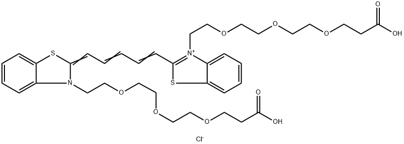 N,N'-bis-(acid-PEG3)-Benzothiazole Cy5 Structure