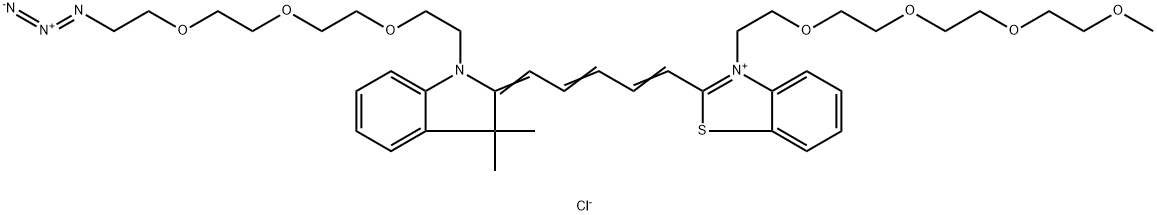 N-(azide-PEG3)-N'-(m-PEG4)-Benzothiazole Cy5 Structure