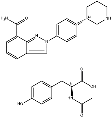 (S)-2-(4-(piperidin-3-yl)phenyl)-2H-indazole-7-carboxamide acetyl-L-tyrosinate Structure
