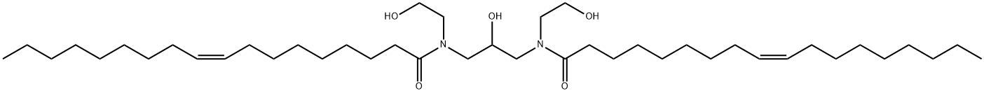 9-Octadecenamide, N,N'-(2-hydroxy-1,3-propanediyl)bis[N-(2-hydroxyethyl)-, (9Z,9'Z)- (9CI) Structure