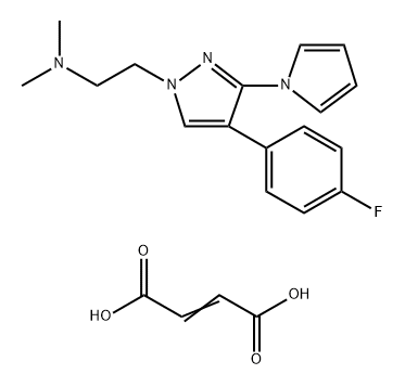 1H-Pyrazole-1-ethanamine, 4-(4-fluorophenyl)-N,N-dimethyl-3-(1H-pyrrol-1-yl)-, 2-butenedioate (1:1) Structure