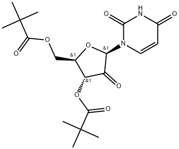 2,4(1H,3H)-Pyrimidinedione, 1-[3,5-bis-O-(2,2-dimethyl-1-oxopropyl)-β-D-erythro-pentofuranos-2-ulosyl]- Structure