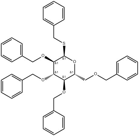 α-D-Glucopyranoside, phenylmethyl 2,3,4,6-tetrakis-O-(phenylmethyl)-1-thio- Structure