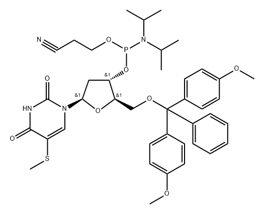 2'-Deoxy-5'-O-DMT-5-(methylthio)-uridine 3'-CE phosphoramidite Structure