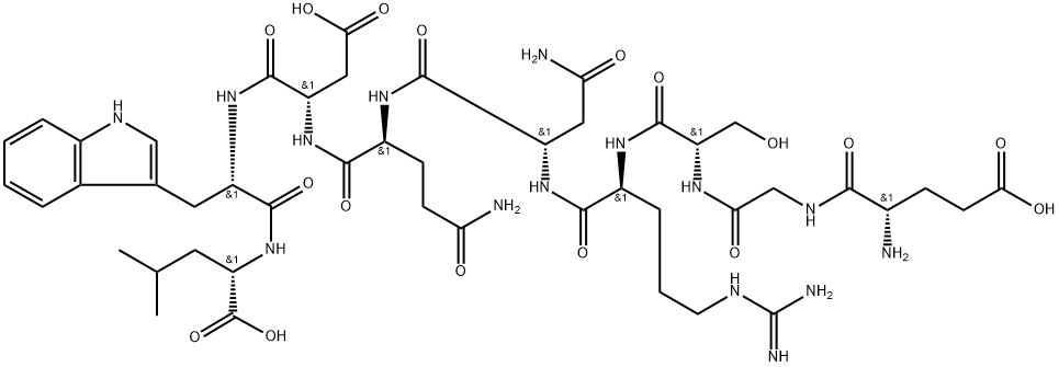 L-Leucine, L-α-glutamylglycyl-L-seryl-L-arginyl-L-asparaginyl-L-glutaminyl-L-α-aspartyl-L-tryptophyl- Structure