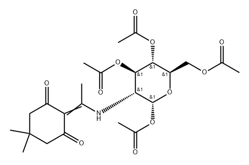 .alpha.-D-Glucopyranose, 2-deoxy-2-1-(4,4-dimethyl-2,6-dioxocyclohexylidene)ethylamino-, 1,3,4,6-tetraacetate 구조식 이미지