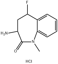 3-Amino-5-fluoro-1-methyl-1,3,4,5-tetrahydro-2H-benzo[b]azepin-2-one hydrochloride 구조식 이미지