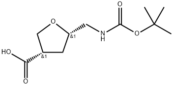 rac-(3R,5R)-5-({[(tert-butoxy)carbonyl]amino}methyl)oxolane-3-carboxylic acid 구조식 이미지