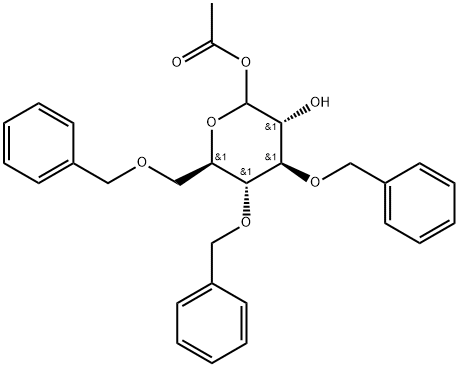 1-O-acetyl-3,4,6-tri-O-benzyl-α,β-D-glucopyranose Structure
