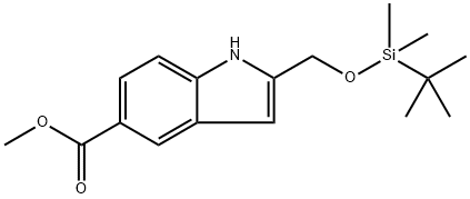 2-(tert-Butyl-dimethyl-silanyloxymethyl)-1H-indole-5-carboxylic acid methyl ester Structure