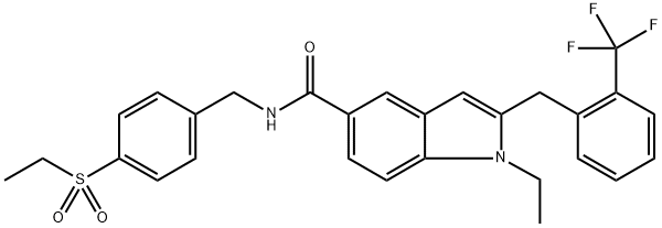 1-Ethyl-2-(2-trifluoromethyl-benzyl)-1H-indole-5-carboxylic acid 4-ethanesulfonyl-benzylamide Structure