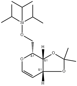D-arabino-Hex-5-enitol, 2,6-anhydro-5-deoxy-3,4-O-(1-methylethylidene)-1-O-[tris(1-methylethyl)silyl]- 구조식 이미지