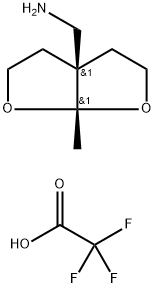 trans-((3as,6as)-6a-Methyltetrahydrofuro[2,3-b]furan-3a(6aH)-yl)methanamine 2,2,2-trifluoroacetate 구조식 이미지