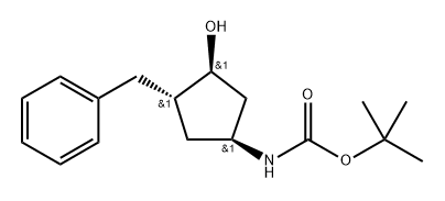 tert-butyl N-[(1S,3S,4S)-3-benzyl-4-hydroxy-cyclopentyl]carbamate Structure