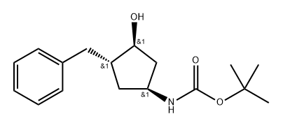 tert-butyl N-[(1S,3S,4S)-3-benzyl-4-hydroxy-cyclopentyl]carbamate 구조식 이미지