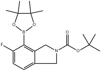 tert-Butyl 5-fluoro-4-(4,4,5,5-tetramethyl-1,3,2-dioxaborolan-2-yl)isoindoline-2-carboxylate 구조식 이미지
