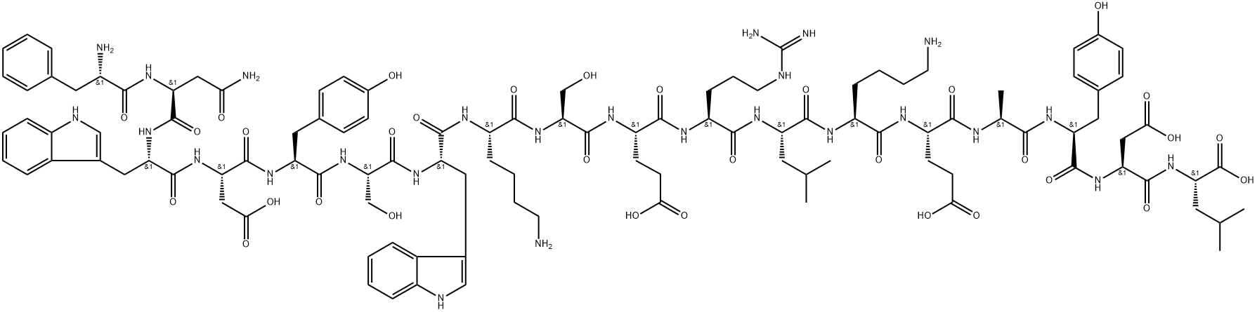 L-Leucine, L-phenylalanyl-L-asparaginyl-L-tryptophyl-L-α-aspartyl-L-tyrosyl-L-seryl-L-tryptophyl-L-lysyl-L-seryl-L-α-glutamyl-L-arginyl-L-leucyl-L-lysyl-L-α-glutamyl-L-alanyl-L-tyrosyl-L-α-aspartyl- 구조식 이미지