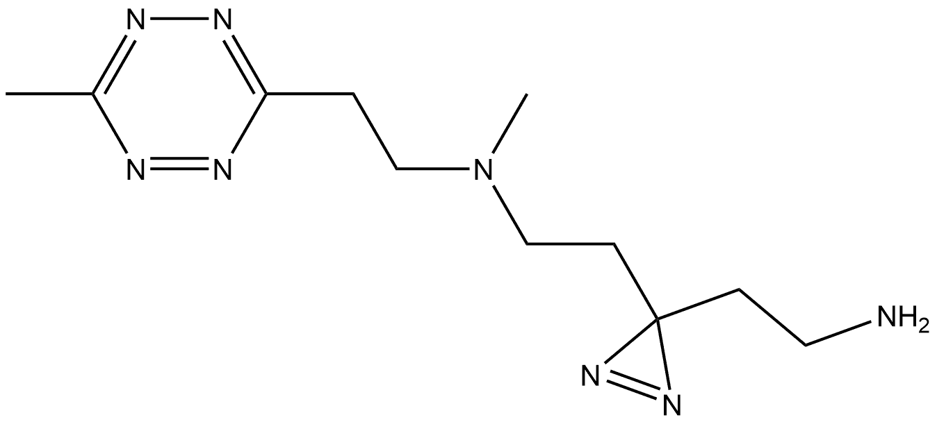 2-(3-(2-Amino-2-oxoethyl)-3H-diazirin-3-yl)-N-methyl-N-(2-(6-methyl-1,2,4,5-tetrazin-3-yl)ethyl)acetamide Structure