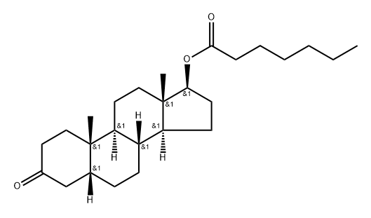 (5R,8R,9S,10S,13S,14S,17S)-10,13-Dimethyl-3-oxohexadecahydro-1H-cyclopenta[a]phenanthren-17-yl heptanoate 구조식 이미지