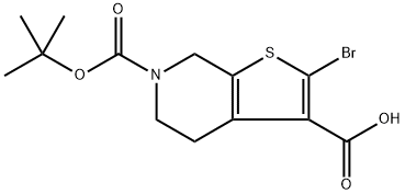 2-Bomo-6-(tert-butoxycarbonyl)-4,5,6,7-tetrahydrothieno[2,3-c]pyridine-3-carboxylic acid Structure