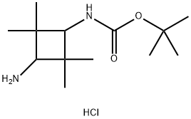 Carbamic acid, N-(3-amino-2,2,4,4-tetramethylcyclobutyl)-, 1,1-dimethylethyl ester, hydrochloride (1:1) 구조식 이미지