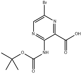 6-Bromo-3-((tert-butoxycarbonyl)amino)pyrazine-2-carboxylic acid Structure