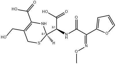 2H-1,3-Thiazine-2-acetic acid, 4-carboxy-α-[[(2Z)-2-furanyl(methoxyimino)acetyl]amino]-3,6-dihydro-5-(hydroxymethyl)-, (αR,2R)- (9CI) 구조식 이미지