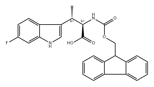 D-Tryptophan, N-[(9H-fluoren-9-ylmethoxy)carbonyl]-6-fluoro-C-methyl-, [C(S)]- Structure