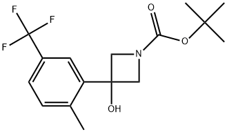 1-Azetidinecarboxylic acid, 3-hydroxy-3-[2-methyl-5-(trifluoromethyl)phenyl]-, 1,1-dimethylethyl ester Structure