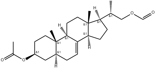 Pregn-7-ene-3,21-diol, 20-methyl-, 3-acetate 21-formate, (3β,5α,20S)- Structure