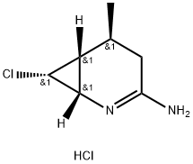 2-Azabicyclo[4.1.0]hept-2-en-3-amine, 7-chloro-5-methyl-, hydrochloride (1:1), (1S,5S,6R,7R)- Structure