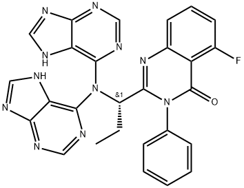 2-[(1S)-1-(Di-9H-purin-6-ylamino)propyl]-5-fluoro-3-phenyl-4(3H)-quinazolinone Structure