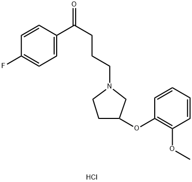 1-Butanone, 1-(4-fluorophenyl)-4-[3-(2-methoxyphenoxy)-1-pyrrolidinyl]-, hydrochloride (1:1) Structure