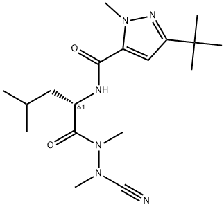 L-Leucine, N'-[[3-(1,1-dimethylethyl)-1-methyl-1H-pyrazol-5-yl]carbonyl]-, 2-cyano-1,2-dimethylhydrazide Structure