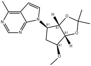 rel-4-Methyl-7-(3aR,4S,6R,6aS)-tetrahydro-6-methoxy-2,2-dimethyl-4H-cyclopenta-1,3-dioxol-4-yl-7H-pyrrolo2,3-dpyrimidine Structure