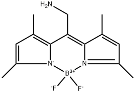 Boron, [β-(3,5-dimethyl-2H-pyrrol-2-ylidene-κN)-3,5-dimethyl-1H-pyrrole-2-ethanaminato-κN1]difluoro-, (T-4)- Structure