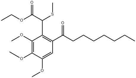 Benzeneacetic acid, 2,3,4-trimethoxy-α-(methylthio)-6-(1-oxooctyl)-, ethyl ester Structure