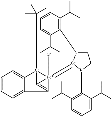 Palladium, [1,3-bis[2,6-bis(1-methylethyl)phenyl]-2-imidazolidinylidene]chloro[(1,2,3-η)-1-(1,1-dimethylethyl)-1H-inden-1-yl]- Structure