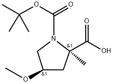 (2R,4R)-1-(tert-butoxycarbonyl)-4-methoxy-2-methylpyrrolidine-2-carboxylic acid 구조식 이미지