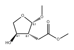 4-Hydroxy-2-methoxy-tetrahydro-furan-3-yl)-acetic acid methyl ester Structure