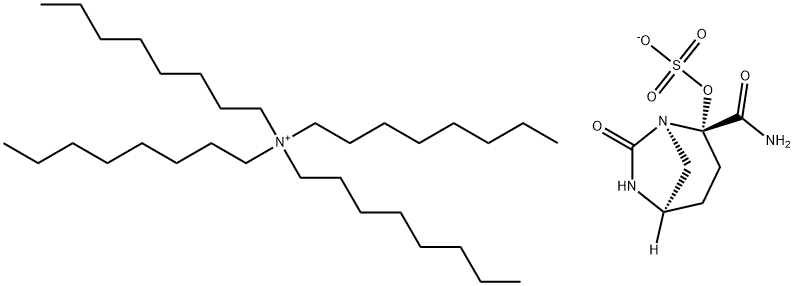 1-Octanaminium, N,N,N-trioctyl-, (1R,2S,5R)-2-(aminocarbonyl)-7-oxo-1,6-diazabicyclo[3.2.1]octyl sulfate (1:1) Structure