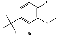 (2-Bromo-6-fluoro-3-(trifluoromethyl)phenyl)(methyl)sulfane 구조식 이미지