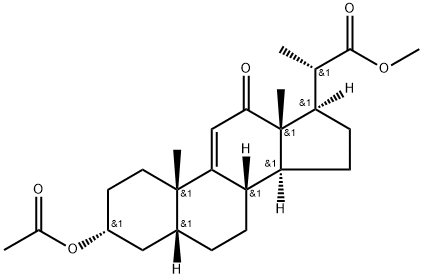 Pregn-9(11)-ene-20-carboxylic acid, 3-(acetyloxy)-12-oxo-, methyl ester, (3α,5β,20S)- Structure