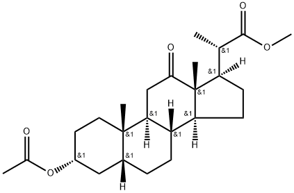 Pregnane-20-carboxylic acid, 3-(acetyloxy)-12-oxo-, methyl ester, (3α,5β,20S)- Structure