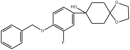 8-(4-(benzyloxy)-3-fluorophenyl)-1,4-dioxaspiro[4.5]decan-8-ol Structure