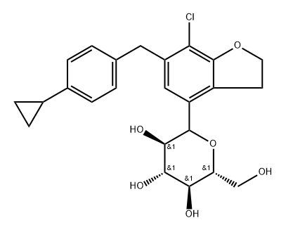 D-Glucitol, 1,5-anhydro-1-C-[7-chloro-6-[(4-cyclopropylphenyl)methyl]-2,3-dihydro-4-benzofuranyl]- Structure