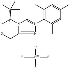 8H-1,2,4-Triazolo[3,4-c][1,4]oxazinium, 5-(1,1-dimethylethyl)-5,6-dihydro-2-(2,4,6-trimethylphenyl)-, (5S)-, tetrafluoroborate(1-) (1:1) Structure